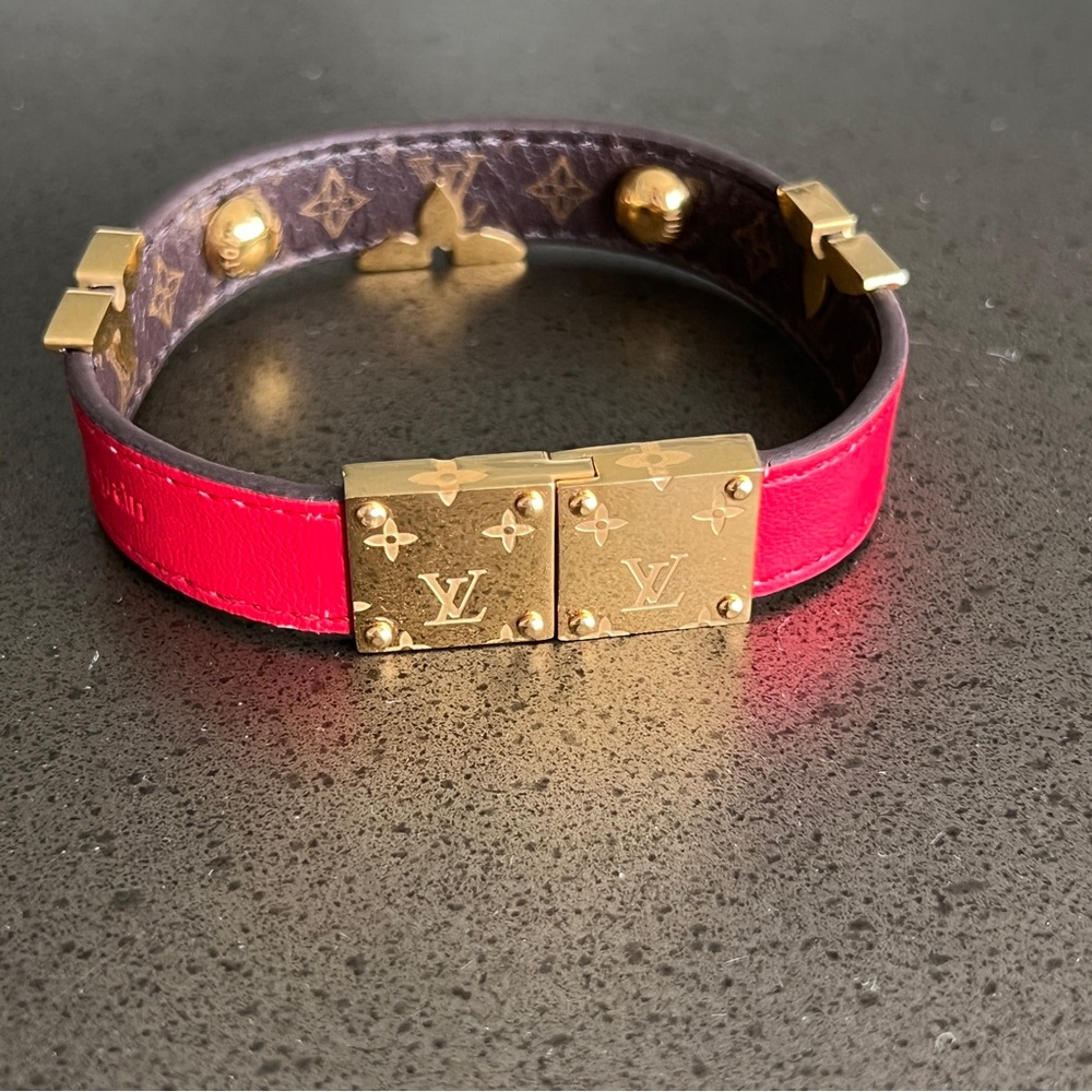 Louis Vuitton Red Brown Bracelet with Gold Accents - Picture 7 of 12